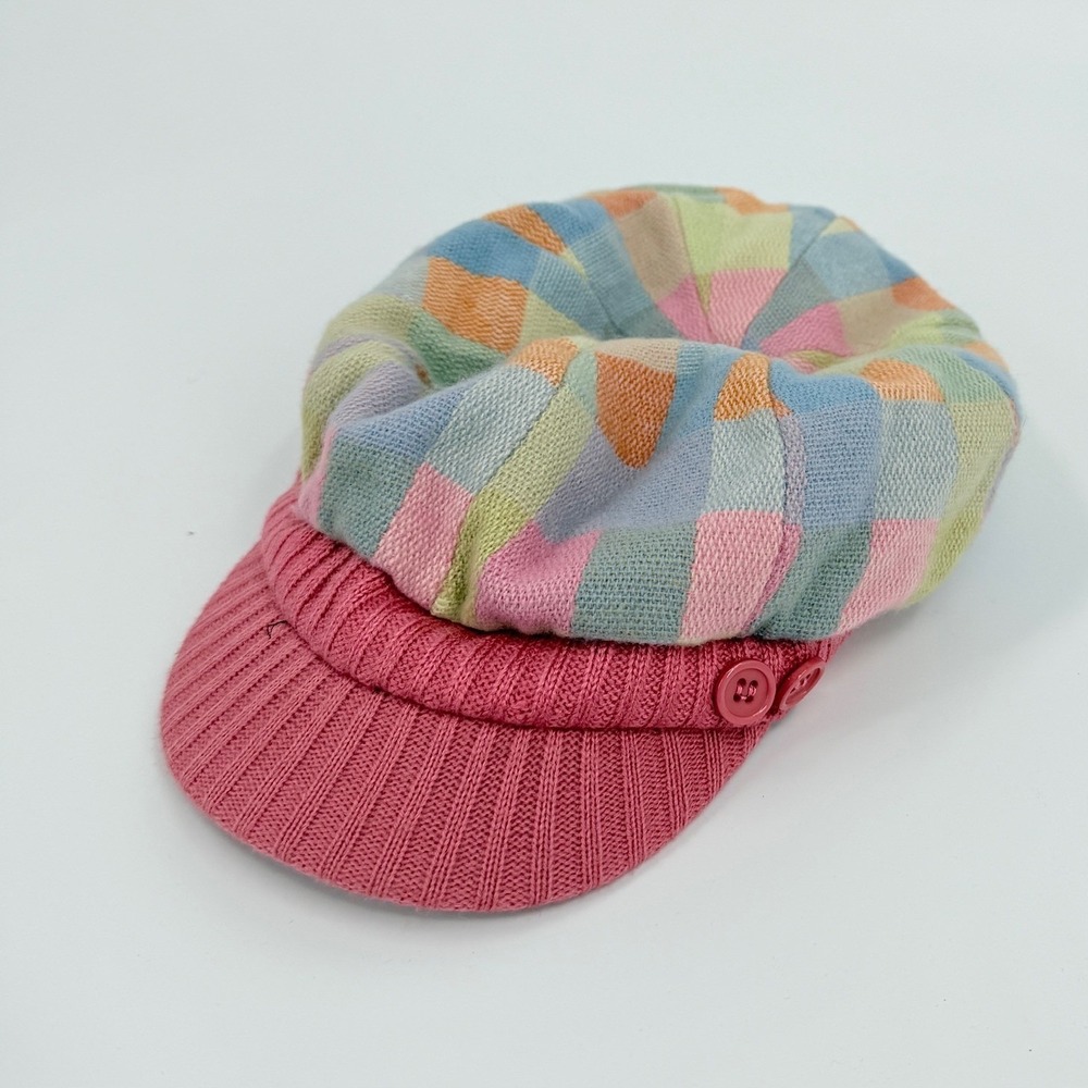 Manhattan Hat Company Cabbie Newsboy Cap Y2K Women One Size Pink Multi Plaid Hat